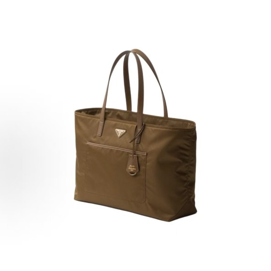 PRADA Re-Edition Open-top handbag with brand logo, large size for women